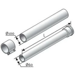 Rallonge 0.5m Diamètre 60/100mm Polypropylène Chaudière - SAUNIER DUVAL
