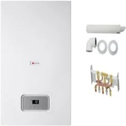 SAUNIER DUVAL PACK CHAUDIERE GAZ MURALE SEMIAFAST F25 CONDENS DOSSERET ET VENTOUSE INCLUS GAZ NATUREL